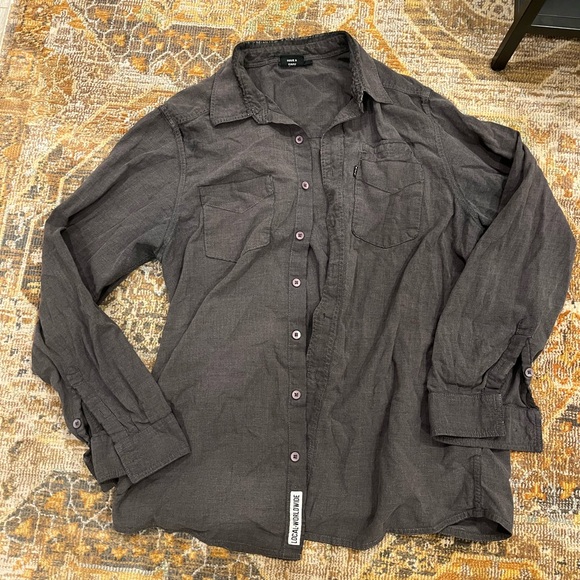 Kavu like new dark gray button down shirt - Picture 1 of 3